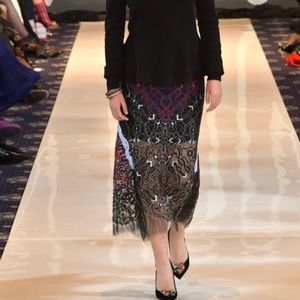 Jonathan Simkhai Black and Blue lace Midi Skirt